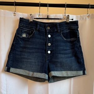 Kancan Buckle Exclusive Denim Blue Women's Shorts High Rise Size 28